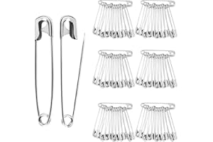 Large Safety Pins, 56 mm, 60 Pcs Heavy Duty for Clothing, Jewelry Making, Sewing, DIY Crafts (Silver)