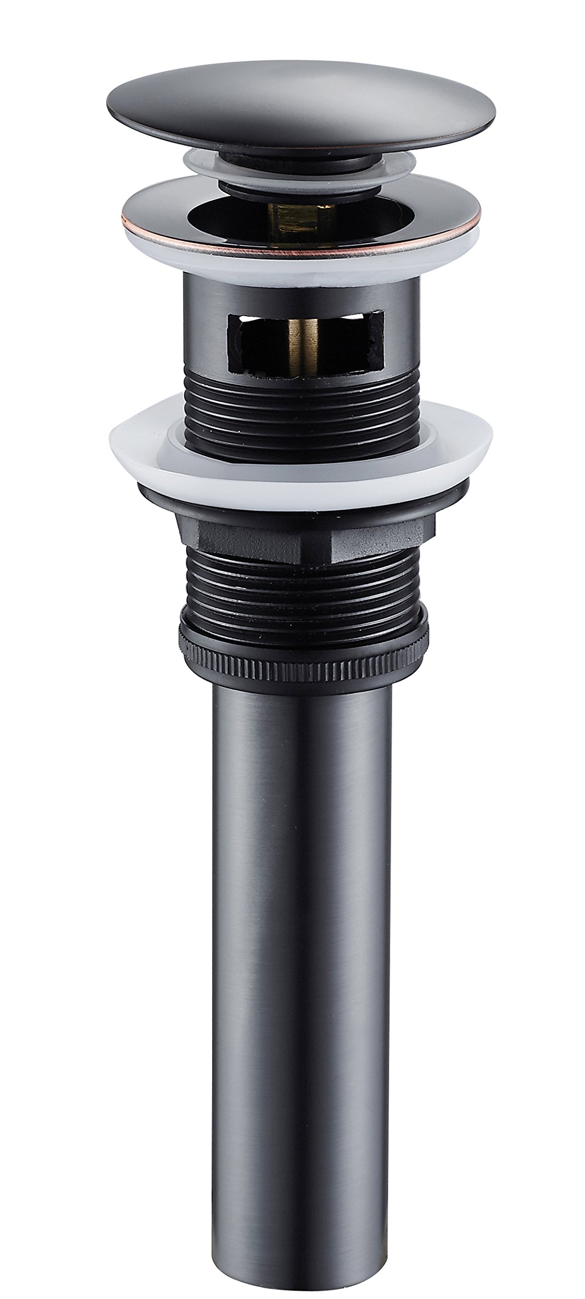 Eridanus Drain Stopper, Pop-Up Drain Stopper with Overflow, Brass finished Basin Tap Push Drain Stopper Pop Up Design for Bathroom Faucet Vessel Vanity Sink, Black