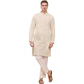 Pro-Ethic Style Developer Men's Pure Cotton Sequined Embroidred Kurta | Traditional Indian Festive Kurta (A-126)
