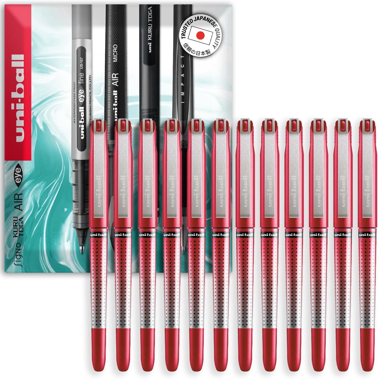 uni-ball Eye Needle UB-185S Rollerball Pen - Red, Box of 12