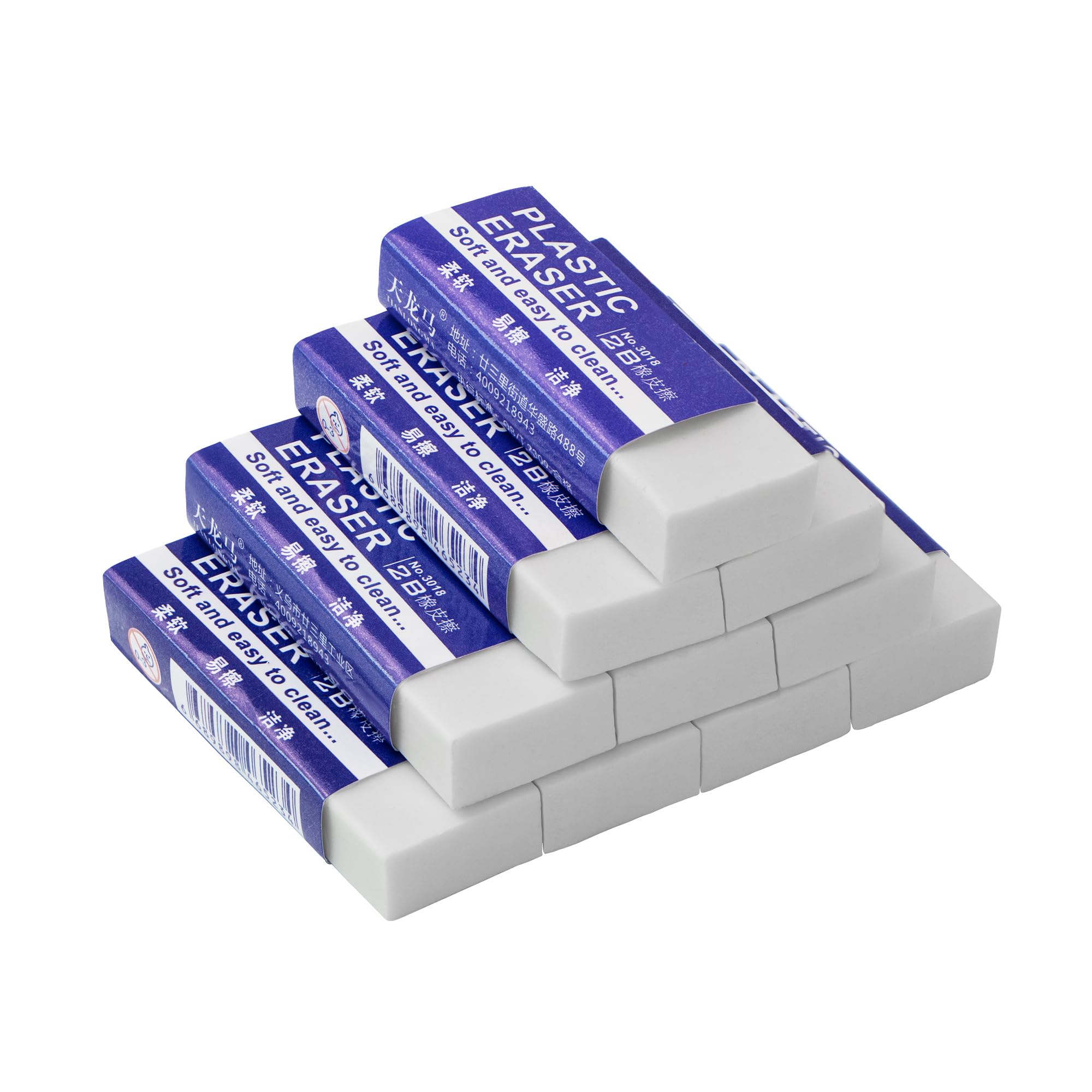 EULANT Pencil Erasers 10 Pieces, White 2B Rubbers Erasers with Storage Box for Students Teachers Drawing Sketching Writing