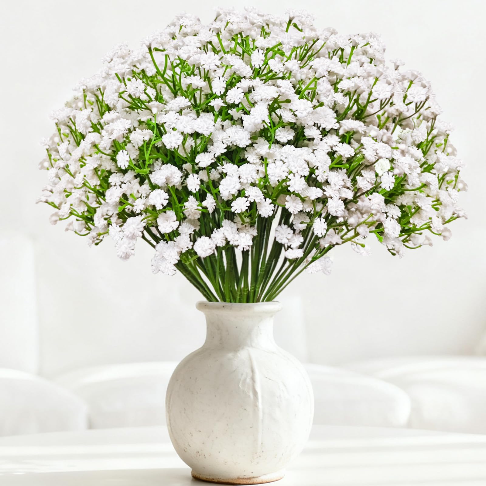 Photo 1 of 20 Pcs Real Touch Babys Breath Artificial Flowers, White Fake Flowers Baby Breath Flowers Artificial Bulk with Stems Decorations for Vase Wedding Party Garden Home Decor Centerpiece Arrangements