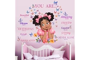 AMIMAGEN Bedroom Wall Stickers for Black Girls: Peel and Stick African American Butterfly Inspirational Wall Decals - Wall Art Decor Kids Supplies Ages 1-12 Year