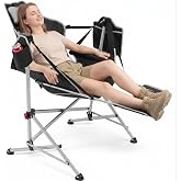 Hammock Camping Chair with Footrest, Heavy Duty Swinging Chair 500LB | Easy-Fold Swinging Camp Chair with Cup Holder &amp; Pillow, Portable Outdoor Chair for Patio, Lawn, RV and Camping, Black