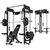 GOIMU WM3-V4 Folding Squat Rack, Wall Mounted Power Rack with Dual Independent Pulley System, Functional Trainer with 5 Adjustable Function Modes for Space Saving