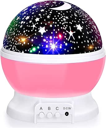 Baby Night Lights, Moon Projector 360 Degree Rotation - 4 LED Bulbs 8 Color Changing Light, Romantic Night Lighting Lamp, Unique Gifts for Birthday Nursery Women Children Kids Baby