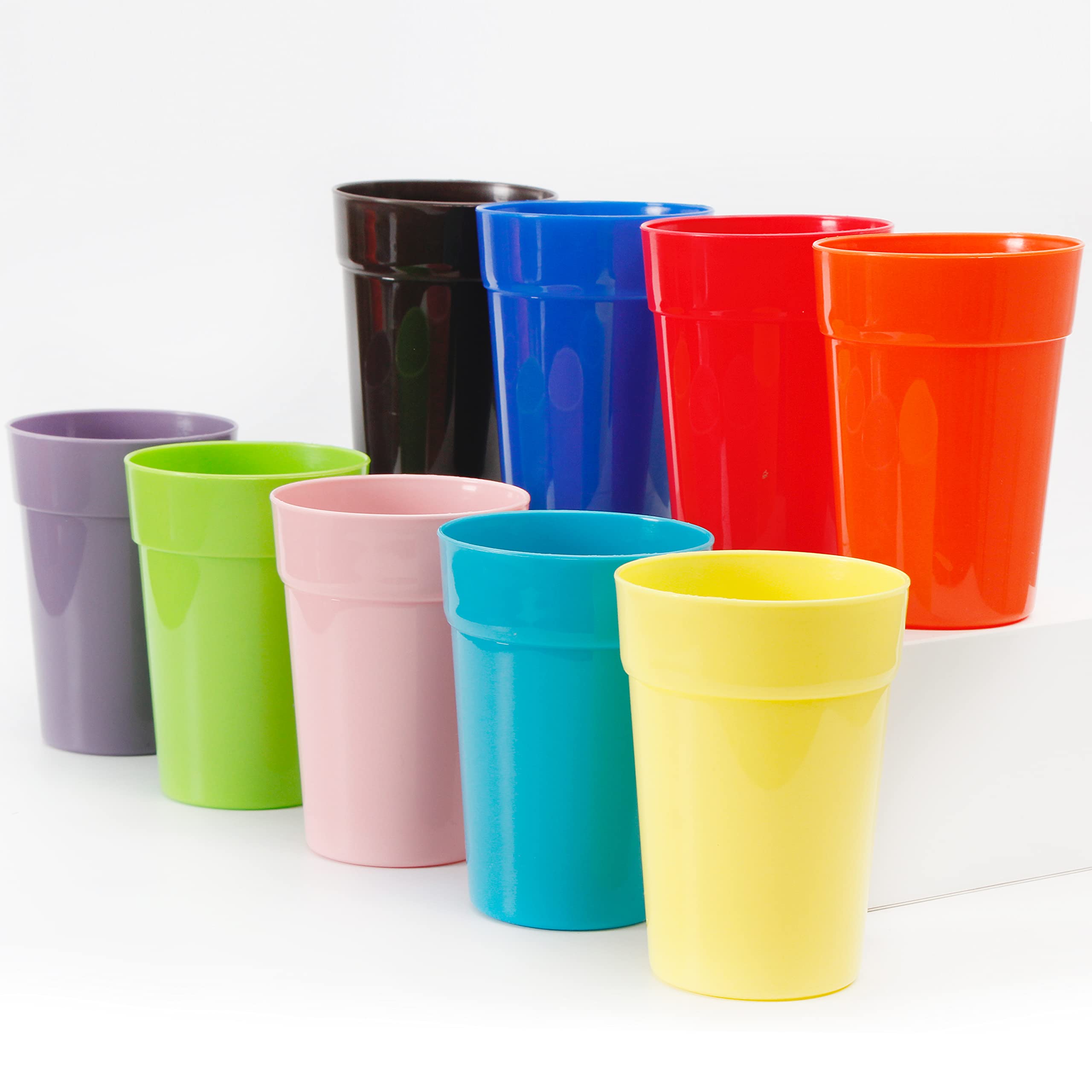 Youngever 18 Pack 350ml Plastic Kids Cups, Re-usable Kids Drinking Cups, Toddler Cups, Unbreakable Drinking Glasses, Plastic Tumblers in 9 Assorted Colors