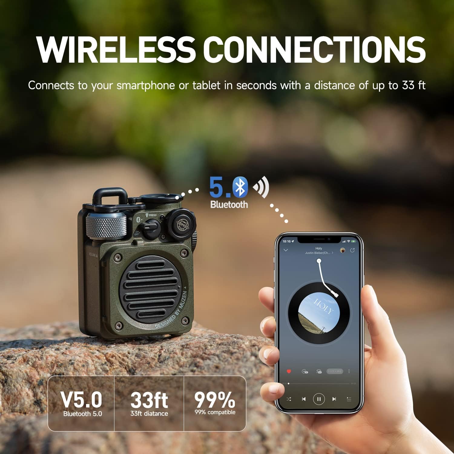 Mua Muzen Portable Small Bluetooth Speaker, Wild Mini Rugged Outdoor ...