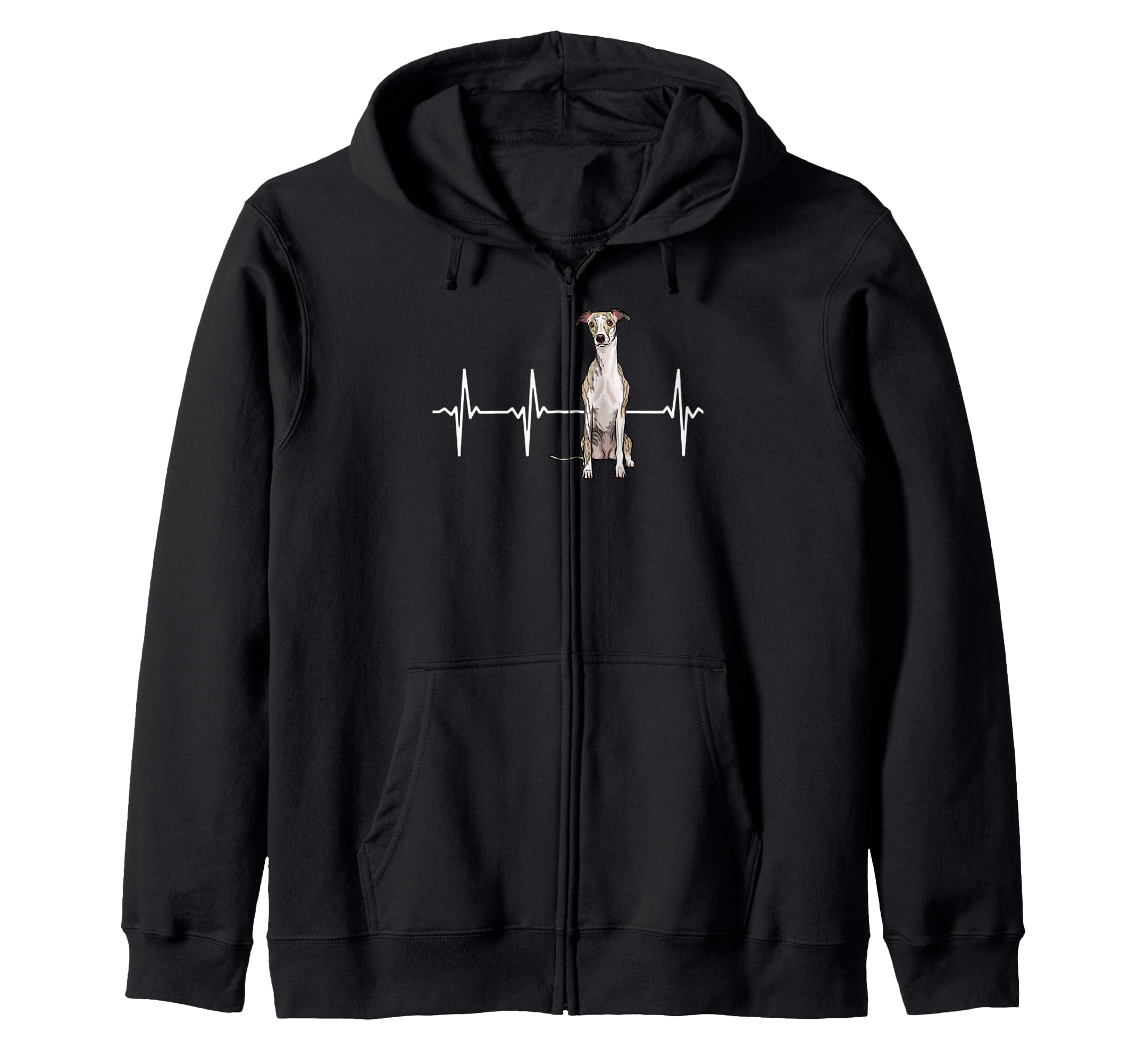 Whippet Heartbeat Dog Lover Zip Hoodie