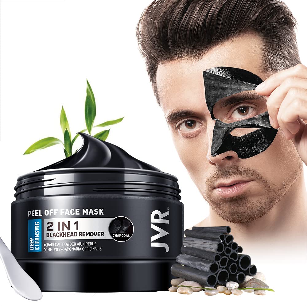 JVR Blackhead Remover Mask for Men, Bamboo Charcoal Peel Off Black Masks, Purifying Pores, Deep Cleansing for All Skin Types 120g — image 1