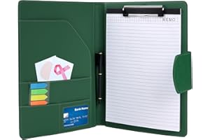 AGOER A4 Leather Portfolio,All-in-One Folder Legal Pad Padfolio,Business Interview Legal Organizer with Magnetic Closure,Resume Folder Binder with Luxury Papers,Sticky Tab,Pen for Men & Women,Retro Green