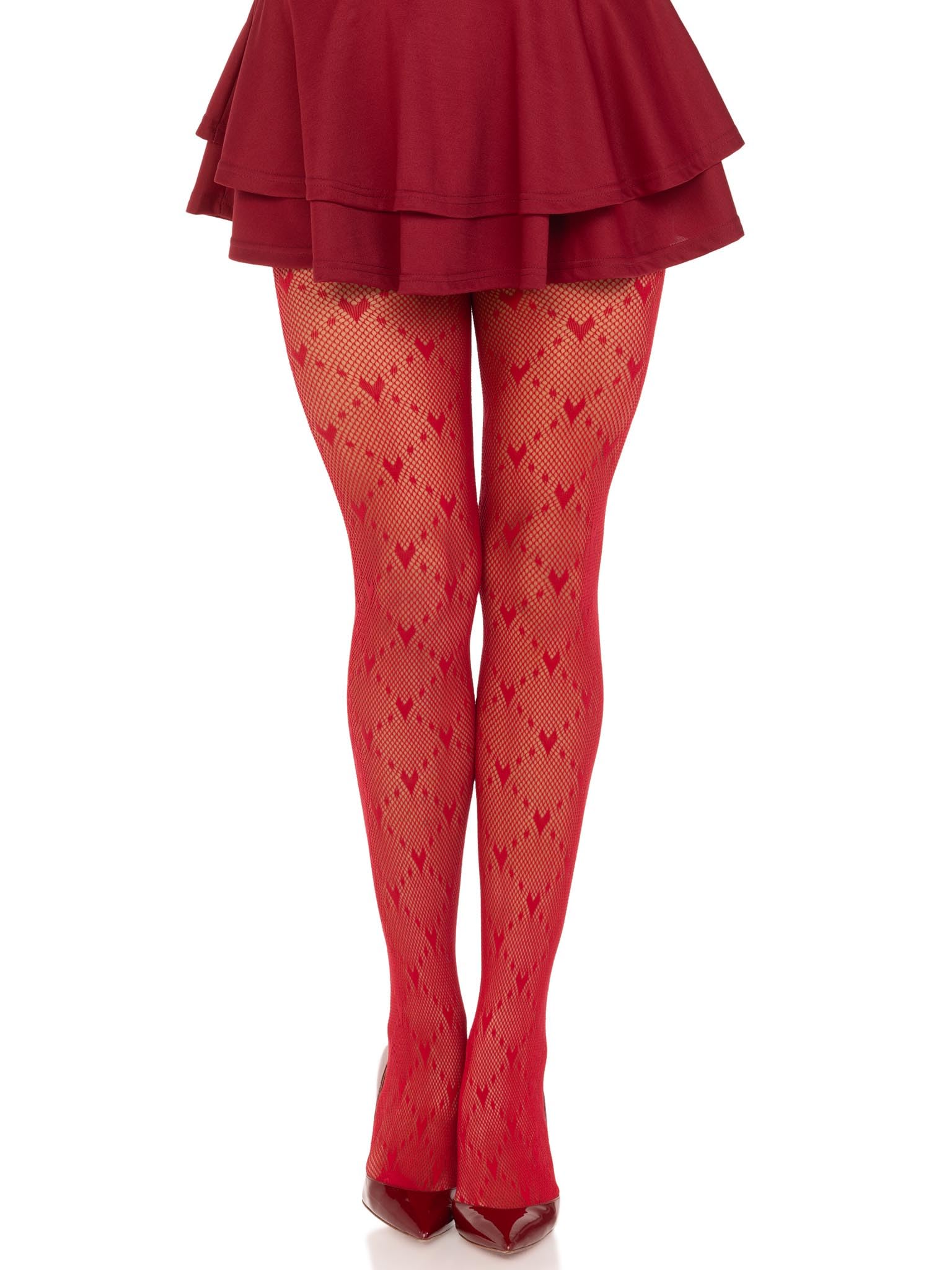 Photo 1 of Leg Avenue Women’s Love Struck Heart Net Tights,RED,O/S