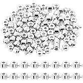 80 Pcs Stopper Crimp Beads for Jewelry Making, Silver Round Crimp Beads Brass Metal Round Stopper Crimps Bead Silver Spacer Bead for DIY Bracelet Jewelry Making