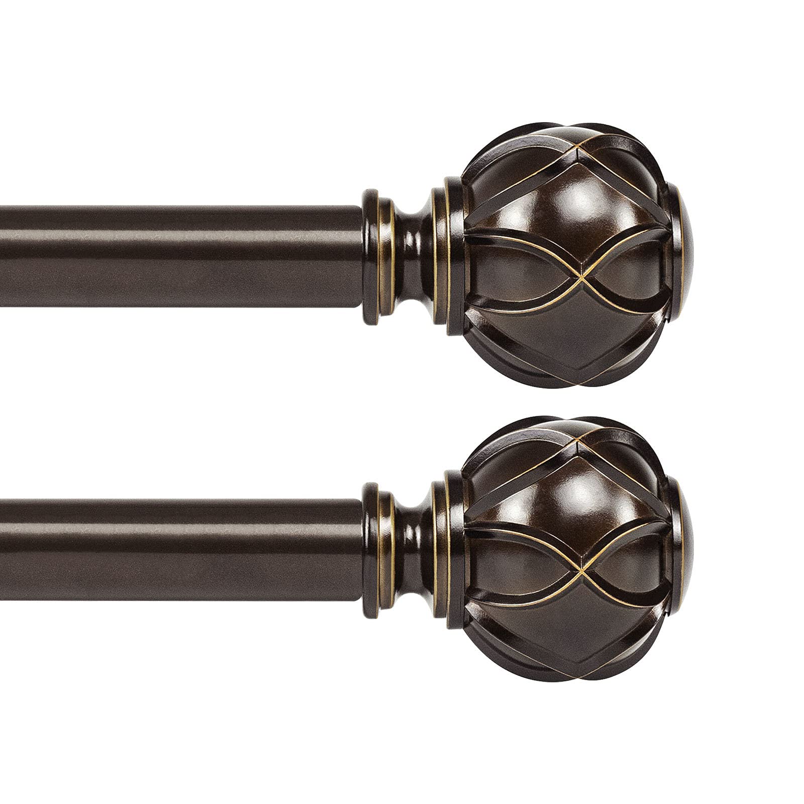Photo 1 of KAMANINA 2 Pack Curtain Rods for Windows 48 to 84 Inch, Antique Bronze Heavy Duty Curtain Rod Adjustable, 7/8 Inch Single Decorative Drapery Rods 32 to 86 Inch(2.6-7.1Ft), Netted Texture Finials