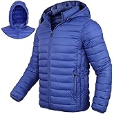 Xsylxgc Mens Winter Coats Puffer Jacket Lightweight Down Jacket Hooded Casual Warm insulated Jacket, Royal blue 2XL