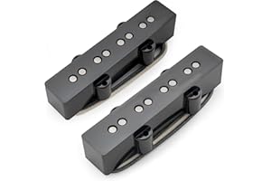Musiclily Pro JB-70S Alnico 5 Single Coil Neck Bridge Pickups Set 8.3K/7.9K for Jazz Bass Style Bass, Black