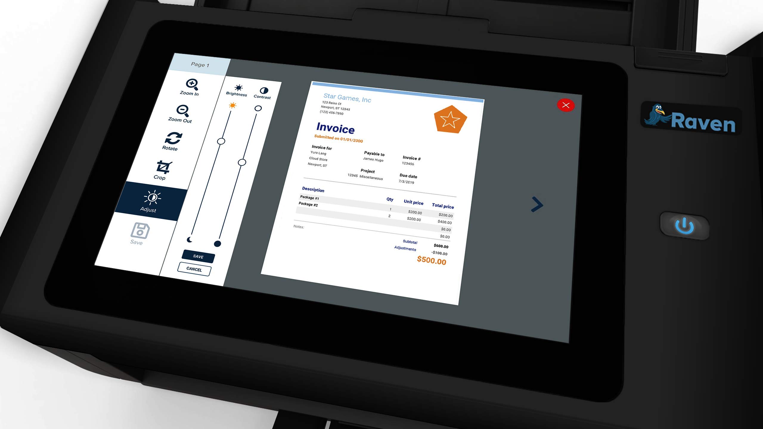 Raven Pro Document Scanner - Huge Touchscreen, High Speed Color Duplex Feeder (ADF), Wireless Scan to Cloud, WiFi, Ethernet, USB, Home or Office Desktop
