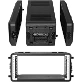 ECGOIOE 4U Rack Case Shallow 12" Depth, 19" Rackmount Flight Cases Easy Installation Portable Carry Watertight Dust Proof 2 Space Shockproof Mount Racks with Microphone Compartments Space Saving