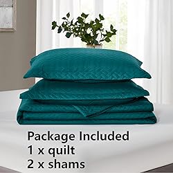 Maple&Stone Quilt Set Queen Size, Lightweight Teal