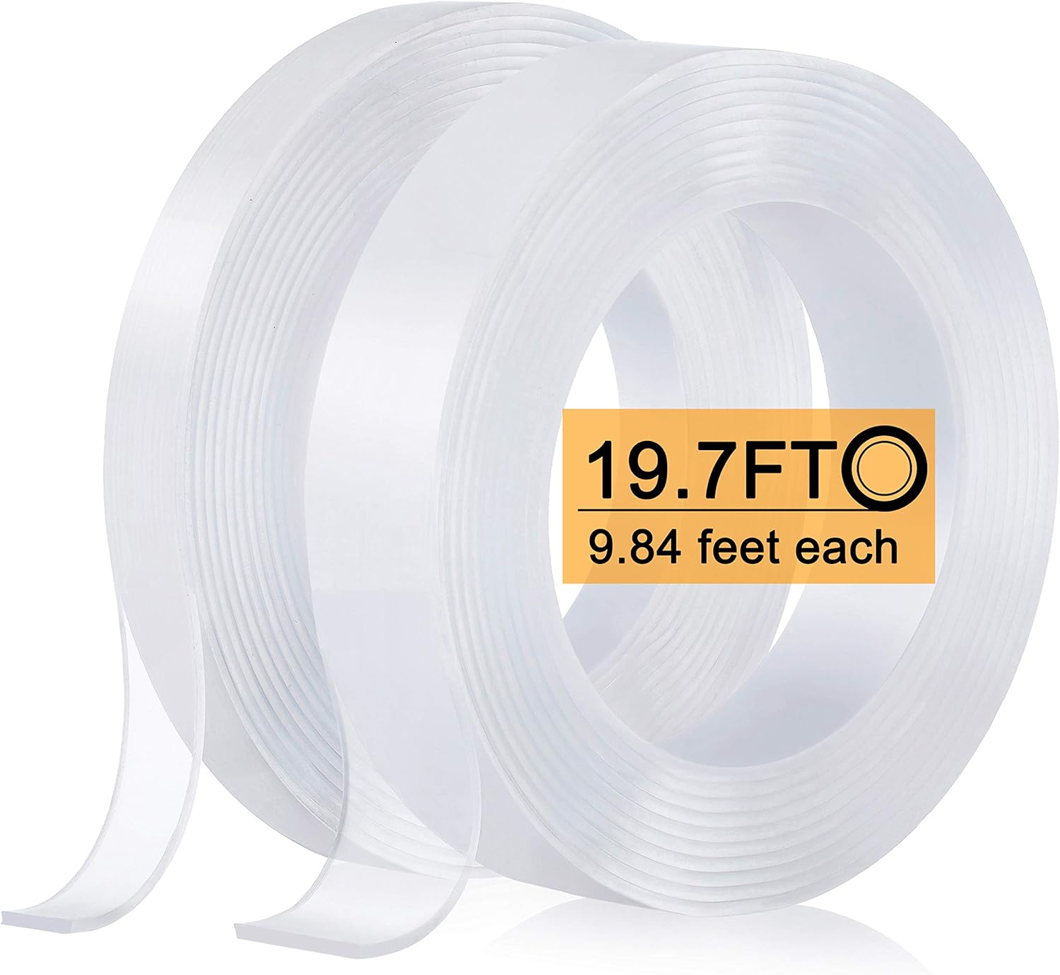 Nano Double Sided Tape, Removable Clear Gel Grip Tape (2Rolls, Total 19.7FT), Reusable Traceless Transparent Sticky Adhesive Tape,Non-Slip Mounting Tape for Carpet, Photo/Poster, Home and Office Use: Industrial & Scientific