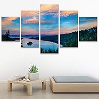 SIGNWIN 5 Panel Canvas Wall Art Modern Art Dramatic Farmhouse/Country Mountain Multicolor Nature Photography for Home Decorations Ready to Hang - 60