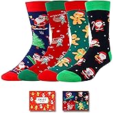 Funny Socks for Men - Christmas Shark Space Gifts Alien Bigfoot Socks for Men 4 Pack