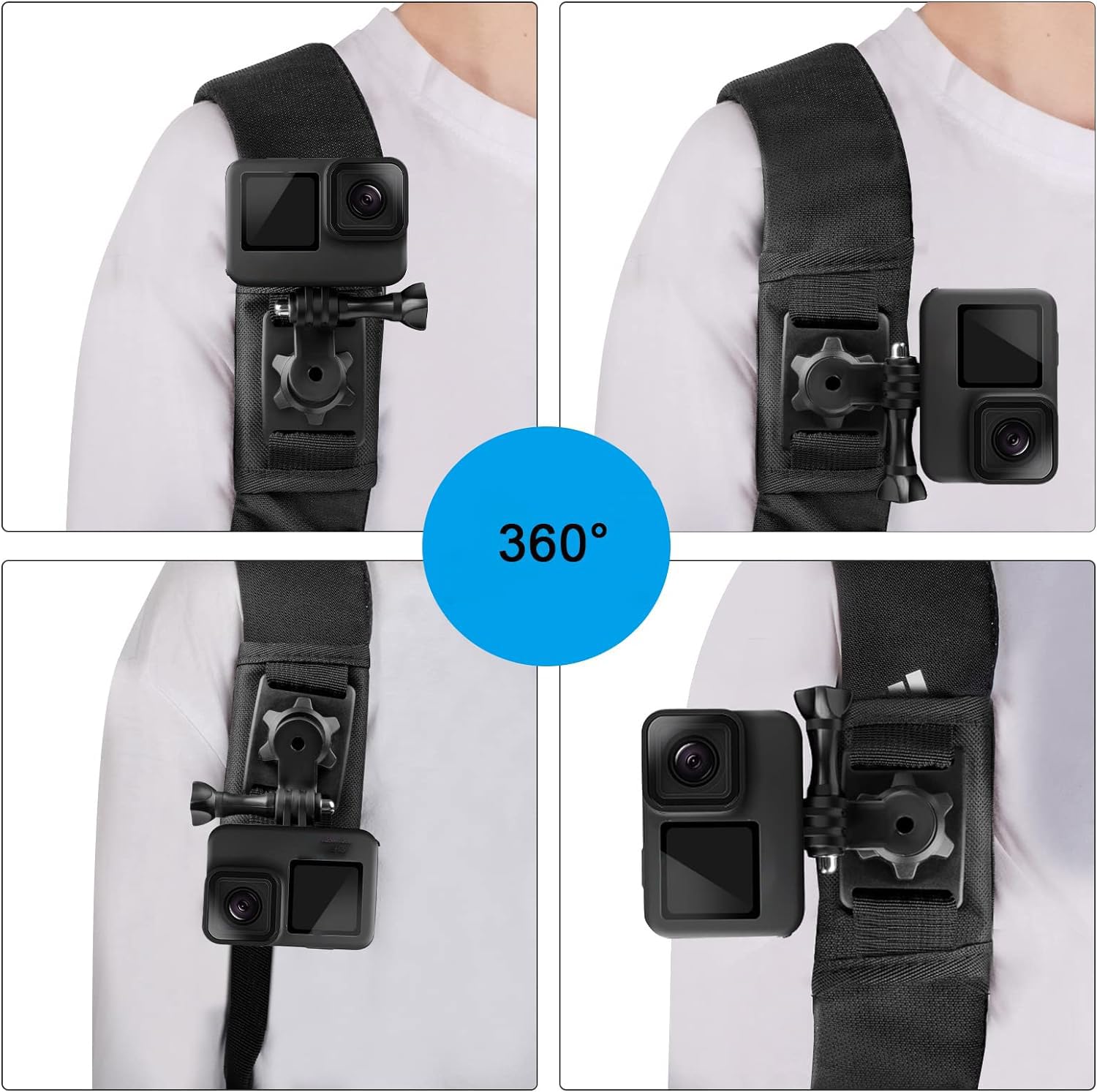 Taisioner Backpack Strap Shoulder Chest Mount Compatible with GoPro AKASO Insta360 OSMO Action Sport Camera for Climbing Walking on Foot Recording Accessories (Improved Version)