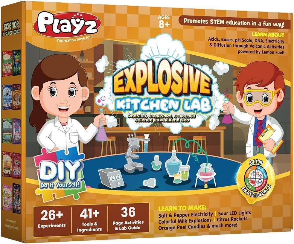 Playz Explosive Kitchen Lab Educational Science Kit for Kids Age 812