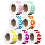 Size Sticker for Clothing, 3500 PCS 7/8” Colored