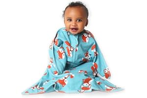 SleepingBaby Zipadee-Zip Transition Swaddle - Cozy Baby Swaddle Blanket with Zipper Convenience - Roomy Wearable Blanket for Easy Diaper Changes - Friendly Fox, Small (4-8 Month)