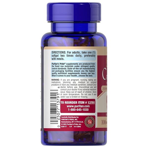 PURITAN’S PRIDE PREMIUM CRANBERRY FRUIT CONCENTRATE 252MG (12,600MG EQUIVALENT) WITH VITAMINS C AND E, DIETARY SUPPLEMENT FOR IMMUNE SYSTEM SUPPORT, 100 RAPID RELEASE SOFTGELS