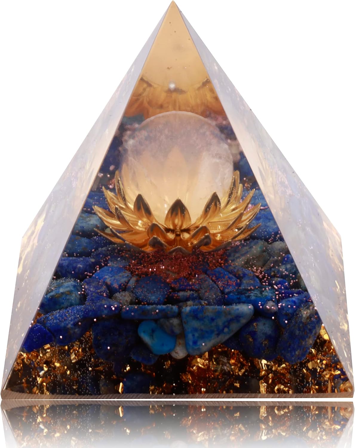 Mixed Media - Yogmudra Orgone Pyramid Postive Energy, Amethyst Chakra Orgonites Pyramid, Orgonite Pyramid for Success, Energy Generator Healing Crystal Pyramid (Blue Flower)