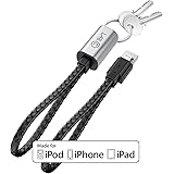 LABC Apple-Certified MFi Lightning Cable Keychain iPhone Lightning Cable Charging Cable Data Sync Cable 8 Pin Cable for iPhone 5/5s/5c 6s 6s Plus iPad iPod 5G [Iron Silver/Black][(LABC-504-IS)