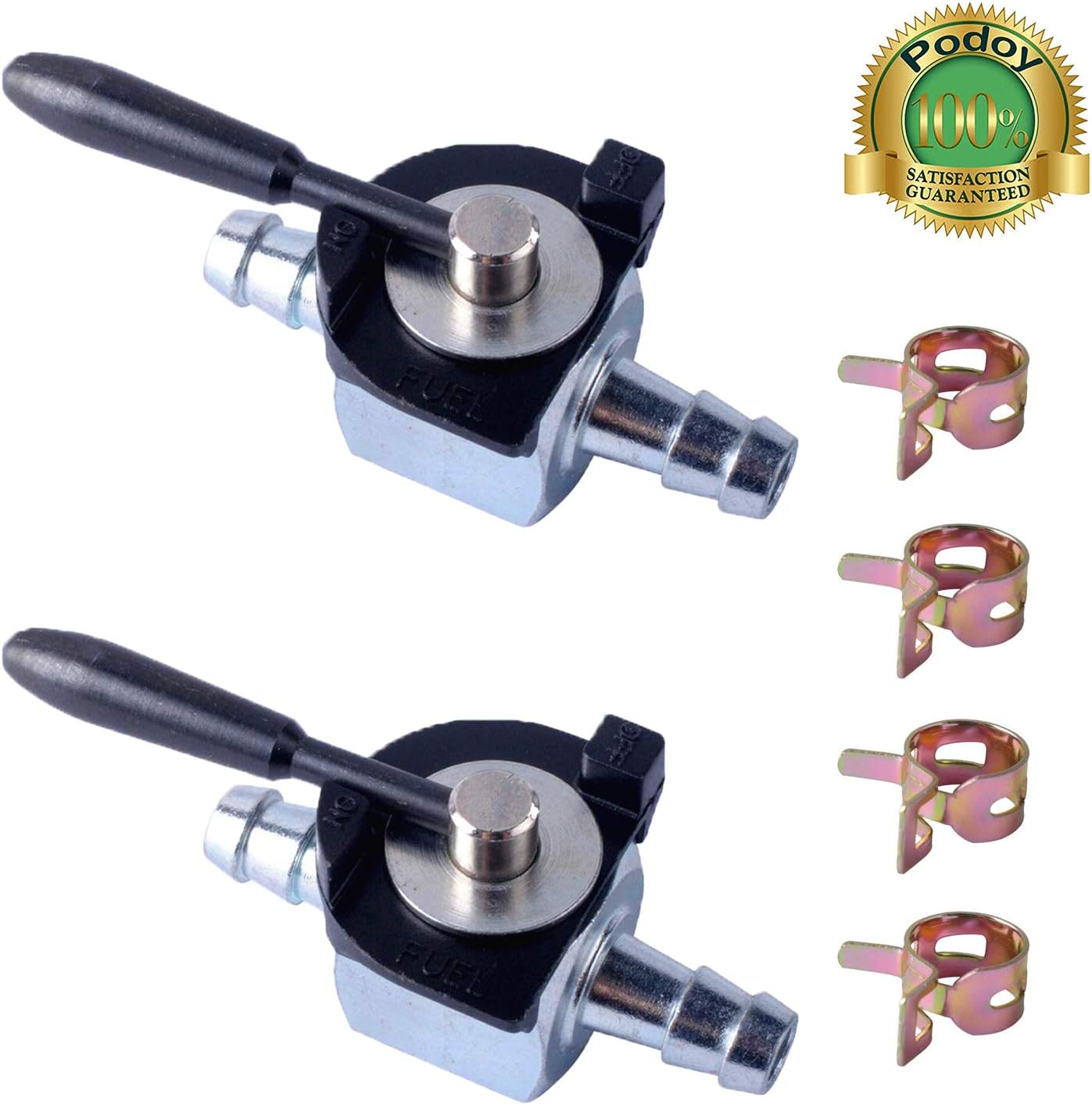 Podoy 07-403 Shut-Off Valve for 1/4" Fuel Line Lawn Mower Replacement for Oregon 07-403 & Scag 48568 & Rotary 868(Pack of 2)