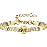 Mesh Link Gold Bracelet for Women 14K Gold Plated Clip Beads Dainty Bracelets Gift for Women