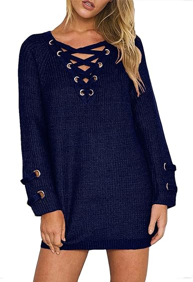 oversized v neck sweater dress