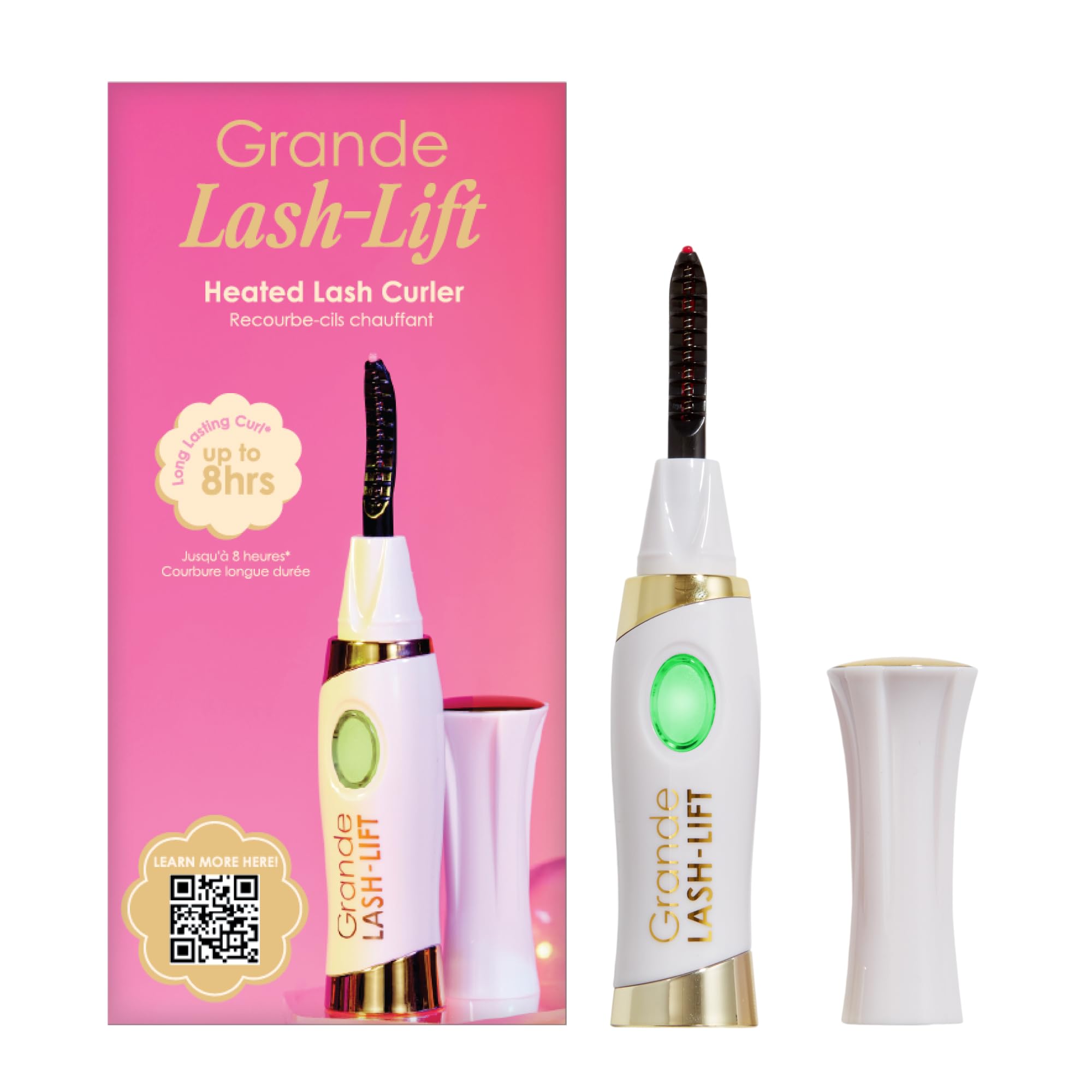 Photo 1 of Grande Cosmetics LASH-LIFT Heated Lash Curler - Rechargeable, Travel-Friendly, with 2 Heat Settings - White