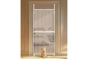 MEULBATY Extra Tall Cat Gate 71 Inch, Cat Gate for Doorways No Climb, Double Acting Door for 33.5"-35.8" Wide Opening, No Drilling, 1.25" Bar Spacing Pet Gate Door Gate for Hallway/Stairs/Indoor
