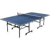 JOOLA Inside Professional MDF Indoor Ping Pong Table with Quick Clamp Table Tennis Net and Post Set - 10 Minute Easy Assembly - Tournament Quality - Foldable with Single Player Playback Mode