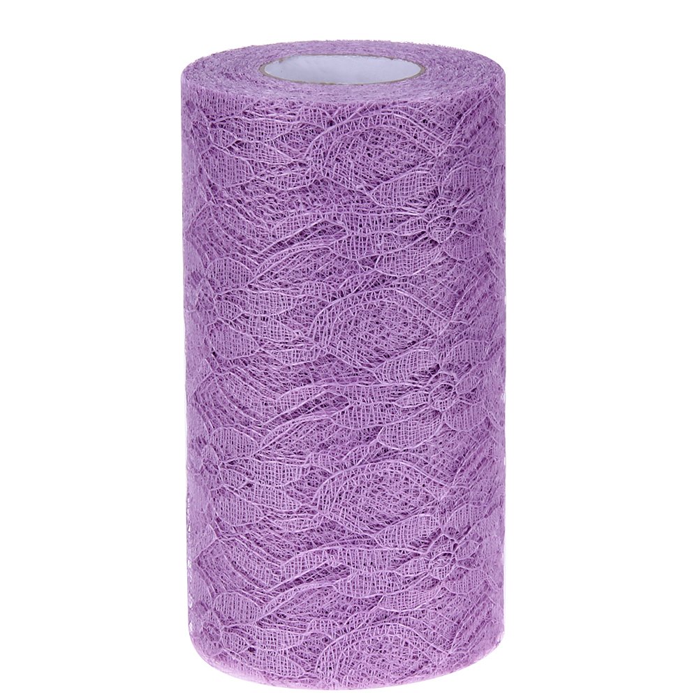 Awakingdemi Lace Roll 25yards Vintage Lace Roll Netting Fabric Tulle Roll For Table Runner Chair Sash Diy Wedding Party Art Dec Light Purple
