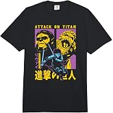 Attack on Titan Season 4 Split Titan Faces Attack Pose Anime Comfort Colors Adult Heavyweight T-Shirt