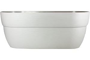 EMSCO Group 2434-1 Bloomers Self-Watering 24" Weatherproof Resin 6" Railings – White Rain Planter Grow Box