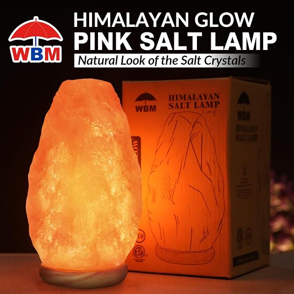WBM SALT LAMP – USB HIMALAYAN SALT LAMP WITH TOUCH DIMMER CONTROL, NATURAL PINK CRYSTAL, 5-7 LBS, WOODEN BASE, LED BULB, ROOM DECOR, HOME DECOR, RELAXATION, AMBIANCE, GIFT