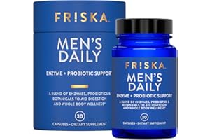 FR!SKA FRISKA Men’s Daily Digestive Enzyme and Probiotics Supplement, Natural Support for Male Digestive Health, Bloating, Gas, Indigestion Relief, Supports Gut Health, Lactase and B-Vitamins, 30 Capsules