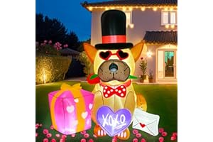 AerWo 5FT Valentines Day Inflatables Outdoor Decorations, Lovely Puppy Valentines Inflatable Build-in LED Lights, Cute Valentines Blow Up Yard Decorations for Party Lawn Sweet Valentines Gift