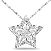 Generic Sterling Silver Star Pendant Necklace - Hypoallergenic Cubic Zirconia Charm Necklace Statement Necklace Dainty Silver Chain Necklace Y2K Adjustable Necklace Punk Jewelry for Women Men Gifts