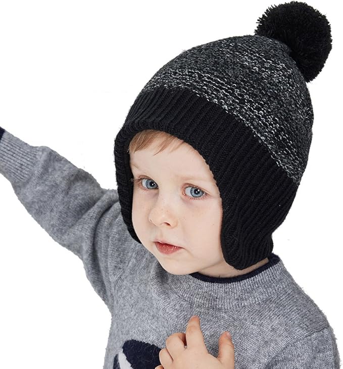SOMALER Toddler Boys Fleece Lined Knit Beanies hat with