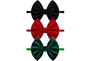 ONENINEDREAM Christmas Velvet Baby Girls Bows Elastic Nylon Headbands Red Green Handmade Christmas Newborn Bows Hairbands Infants Toddlers Hair Accessories