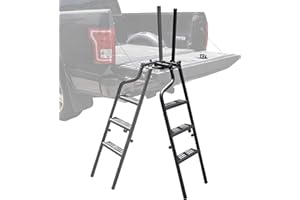 LDETXY Universal Pickup Truck Tailgate Ladders, 45" Heavy Duty Foldable Rotatable Pickup Truck Bed Tailgate Ladder Step with Handrail Non-Slip Wide Pedal, for F250, RAM 2500 etc.