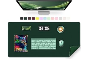 METEOROCK Large Desk Mat 35.4" x 17", PU Leather Desk Pad Protector, Non-Slip Large Mouse Pad for Desk, Waterproof Computer Desk Mat, Office Desk Pad for Keyboard Mouse, Desk Writing Mat (Dark Green)